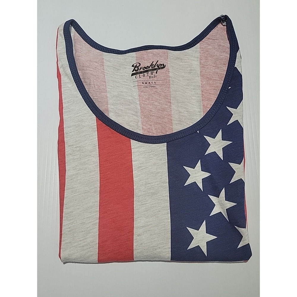 NWT Men's American Flag Tank Top BROOKLYN CLOTH Stars‎ & Stripes Size S GREY